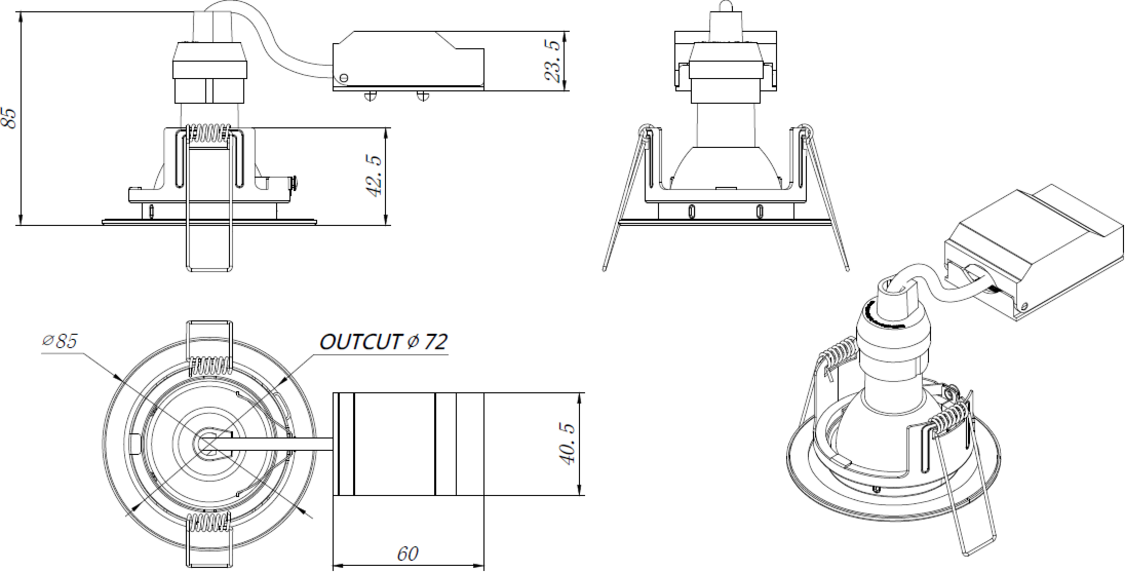FireNova IP65 Fixed GU10 Downlight - Matt White
