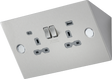 Under Cabinet 13A Socket with Dual USB A+C - Stainless Steel