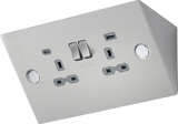 Under Cabinet 13A Socket with Dual USB A+C - Stainless Steel