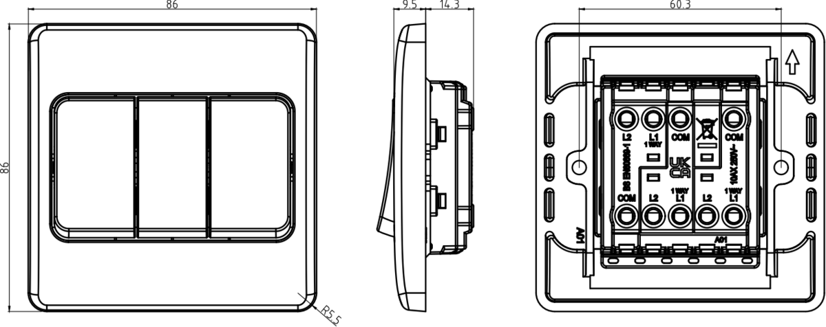 Alternative view of 10AX 3G 2-Way Wide Rocker Switch