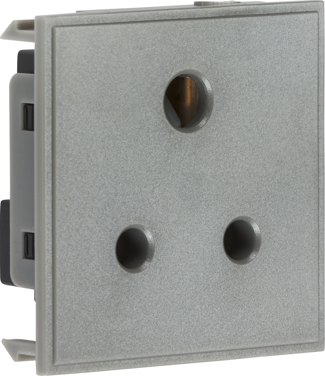 5A Unswitched Round Socket Module 50 x 50mm - Grey