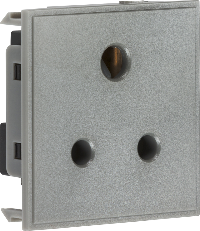 5A Unswitched Round Socket Module 50 x 50mm - Grey