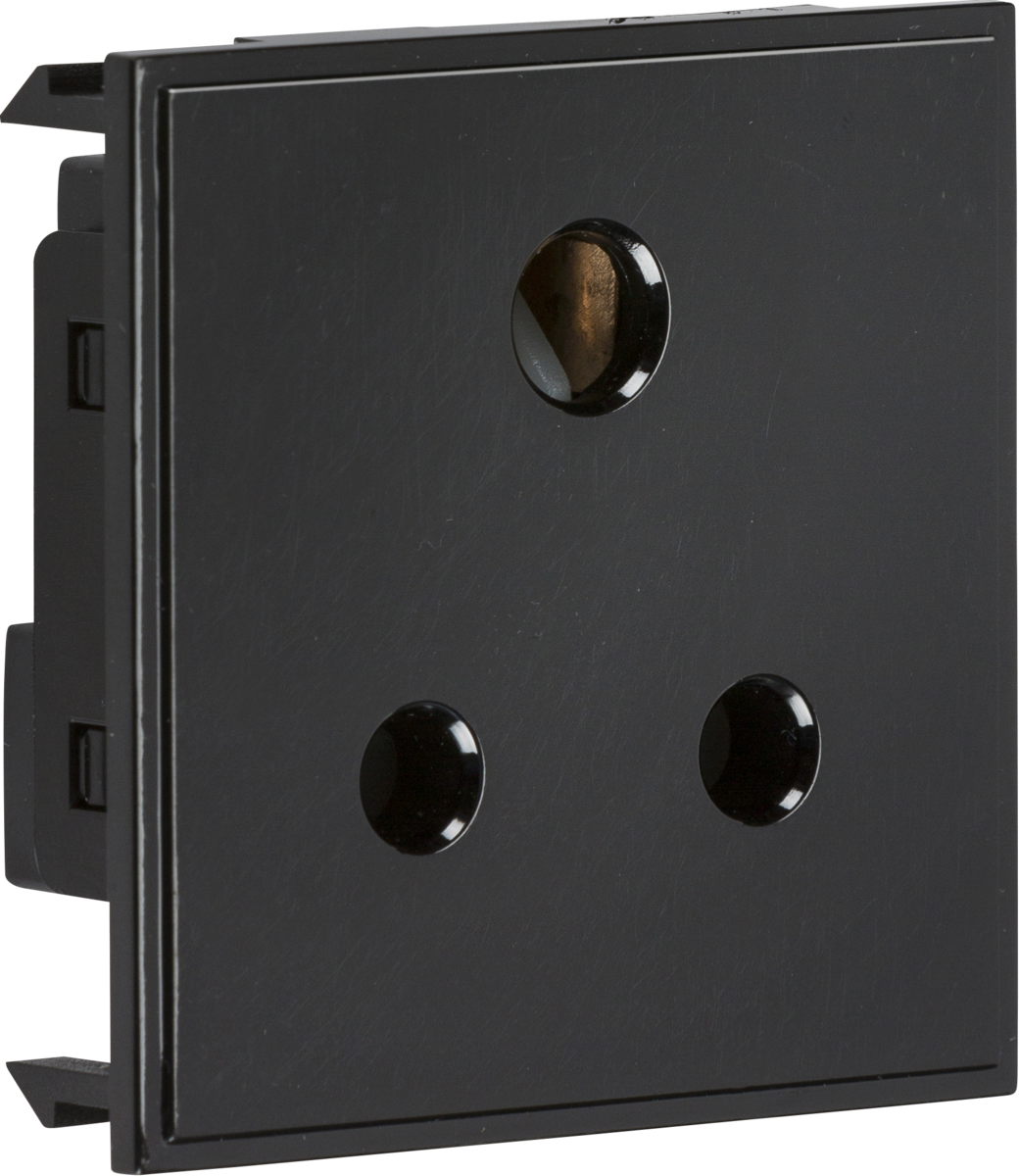 5A Unswitched Round Socket Module - 50 x 50mm - Black
