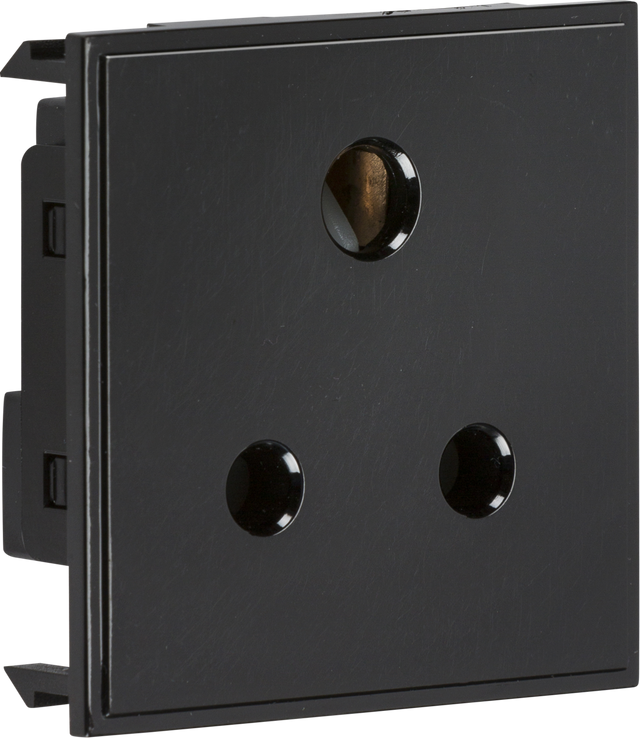 5A Unswitched Round Socket Module - 50 x 50mm - Black