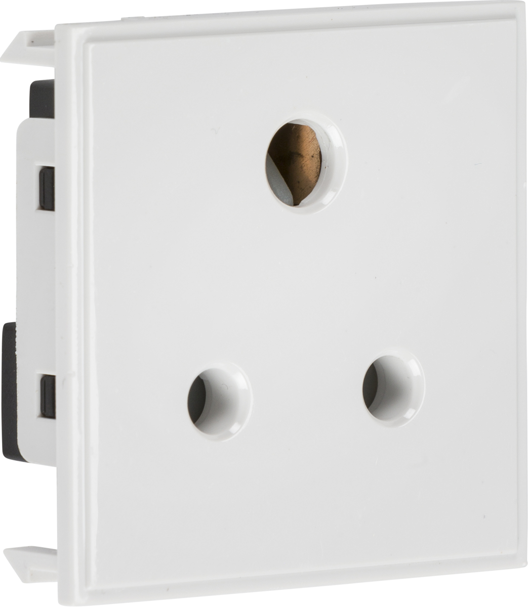 5A Unswitched Round Socket Module - White, 50x50mm
