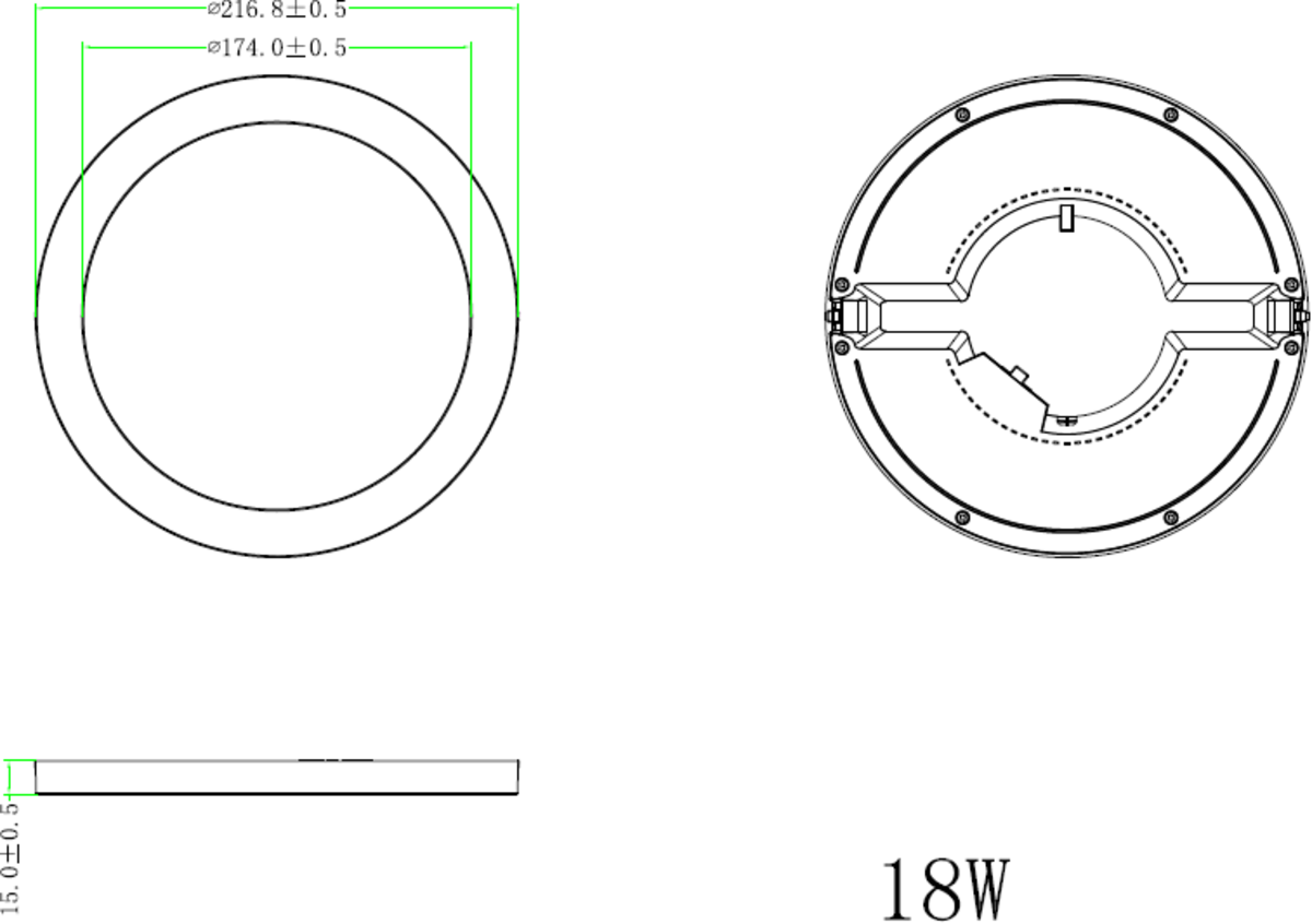 Alternative view of the 230V 18W CCT Adjustable Circular LED Panel