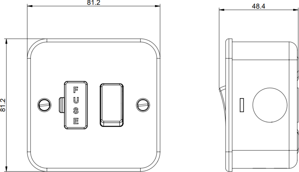 Metal Clad 13A Switched Spur Unit Side View