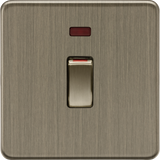 45A 1G DP Switch with Neon - Antique Brass