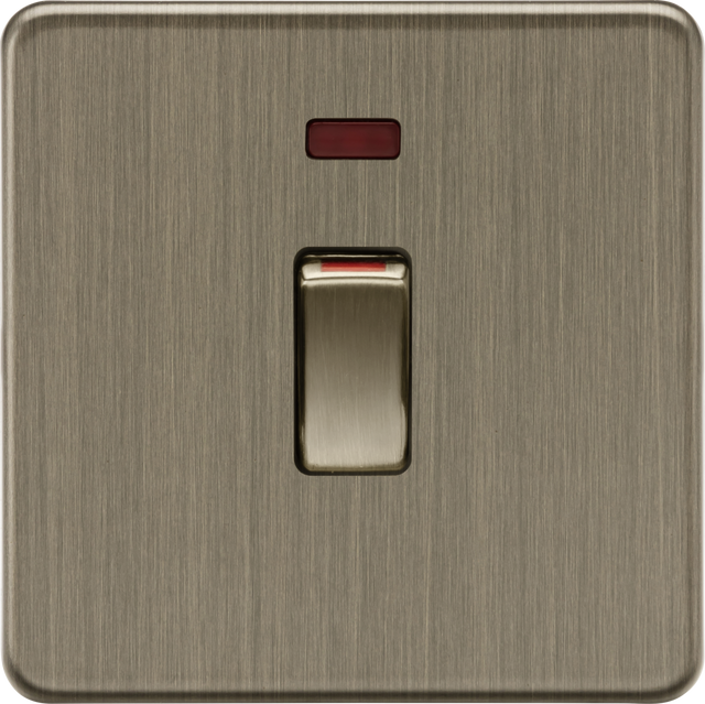 45A 1G DP Switch with Neon - Antique Brass