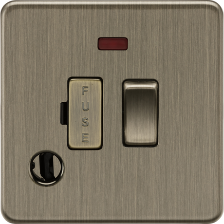 13A Switched Fused Spur with Neon and Flex Outlet in Antique Brass finish