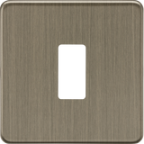 1G Screwless Grid Faceplate - Antique Brass