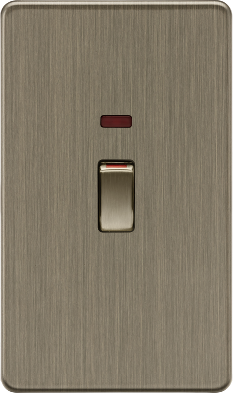 45A 2G DP Switch with Neon - Antique Brass