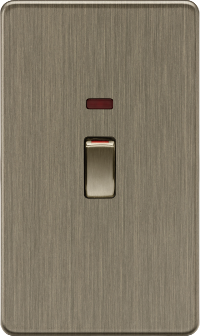 45A 2G DP Switch with Neon - Antique Brass