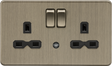 13A 2G DP Switched Socket with Night Light Function - Antique Brass