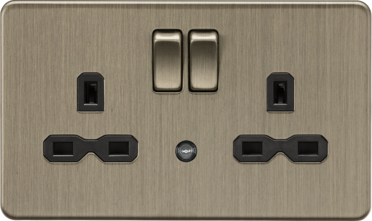 13A 2G DP Switched Socket with Night Light Function - Antique Brass