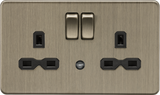 13A 2G DP Switched Socket with Night Light Function - Antique Brass