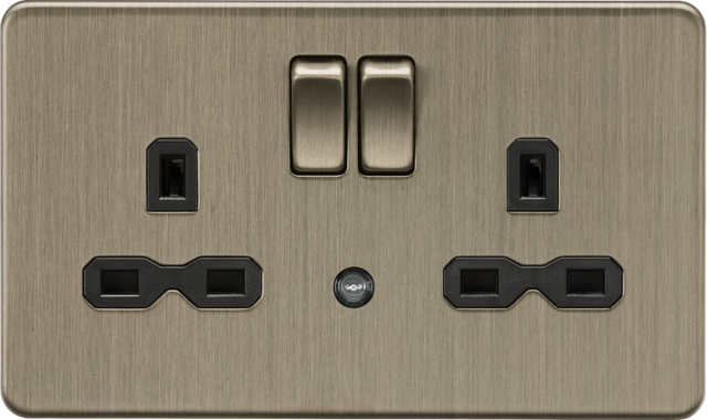 13A 2G DP Switched Socket with Night Light Function - Antique Brass