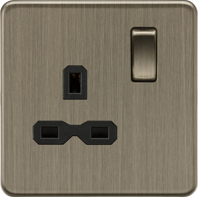 13A 1G DP Switched Socket - Antique Brass