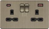 13A 2G DP Switched Socket with Dual USB A+C - Antique Brass