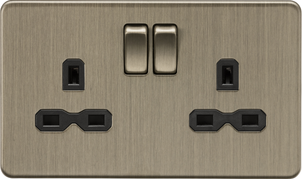 13A 2G DP Switched Socket - Antique Brass