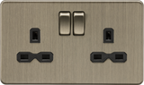 13A 2G DP Switched Socket - Antique Brass