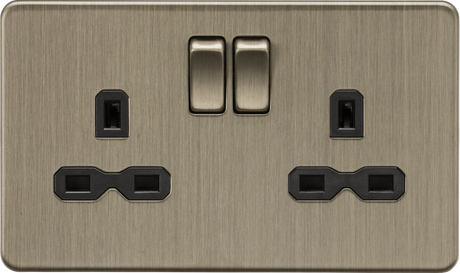 13A 2G DP Switched Socket - Antique Brass