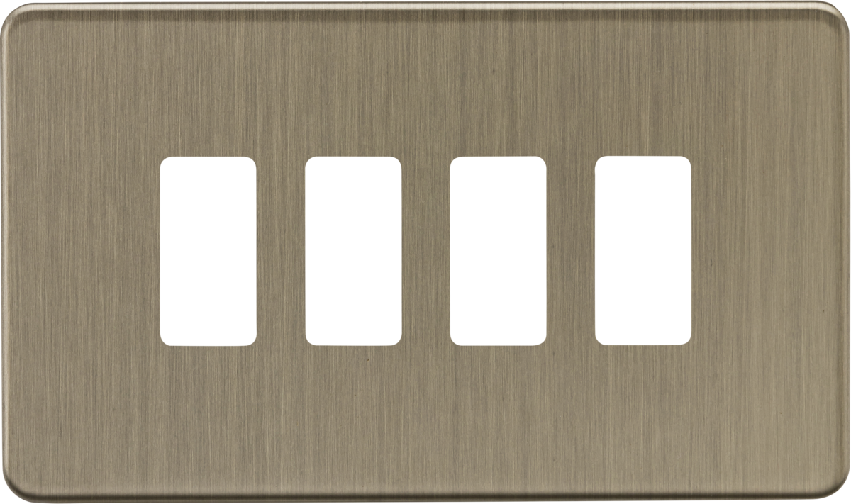 4G Grid Faceplate in Antique Brass - Stylish and Screwless Design