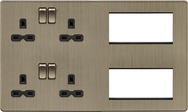 Multimedia Combination Plate - Antique Brass with sockets