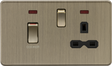 45A DP Switch and 13A Switched Socket with Neons - Antique Brass