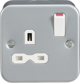 Metal Clad 13A 1G DP Switched Socket - Heavy Duty, BS 1363-2, Knightsbridge