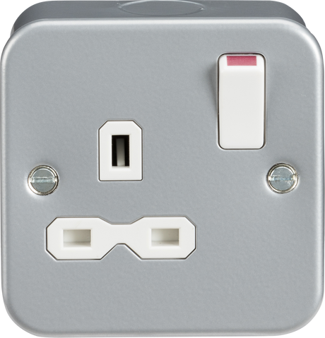 Metal Clad 13A 1G DP Switched Socket - Heavy Duty, BS 1363-2, Knightsbridge