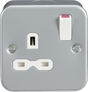 Metal Clad 13A 1G DP Switched Socket - Heavy Duty, BS 1363-2, Knightsbridge