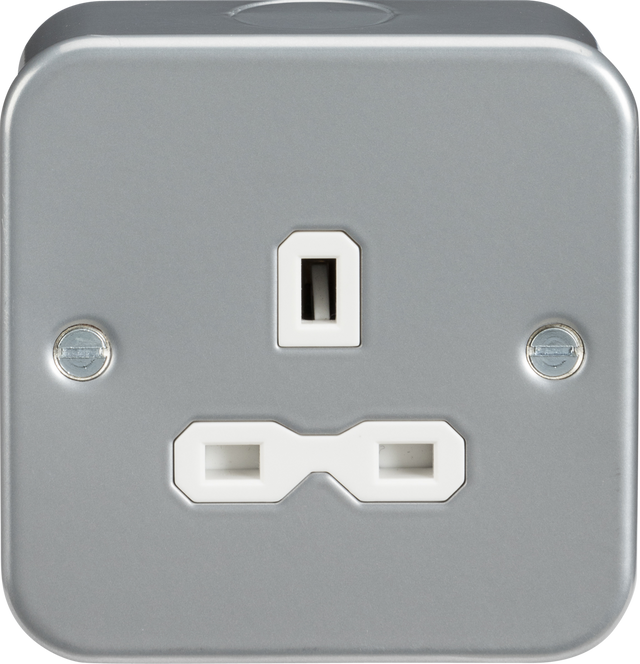 Metal Clad 13A 1G Unswitched Socket - Durable Powder Coated Surface