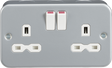 Knightsbridge Metal Clad 13A 2G DP Switched Socket - Grey