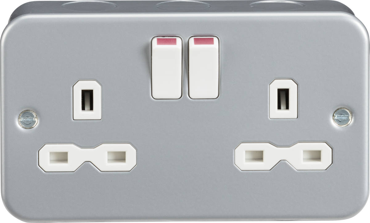 Knightsbridge Metal Clad 13A 2G DP Switched Socket - Grey