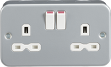 Knightsbridge Metal Clad 13A 2G DP Switched Socket - Grey