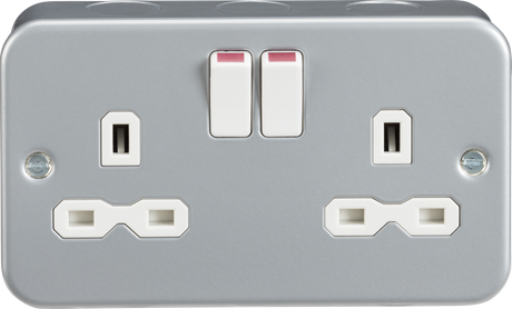 Knightsbridge Metal Clad 13A 2G DP Switched Socket - Grey