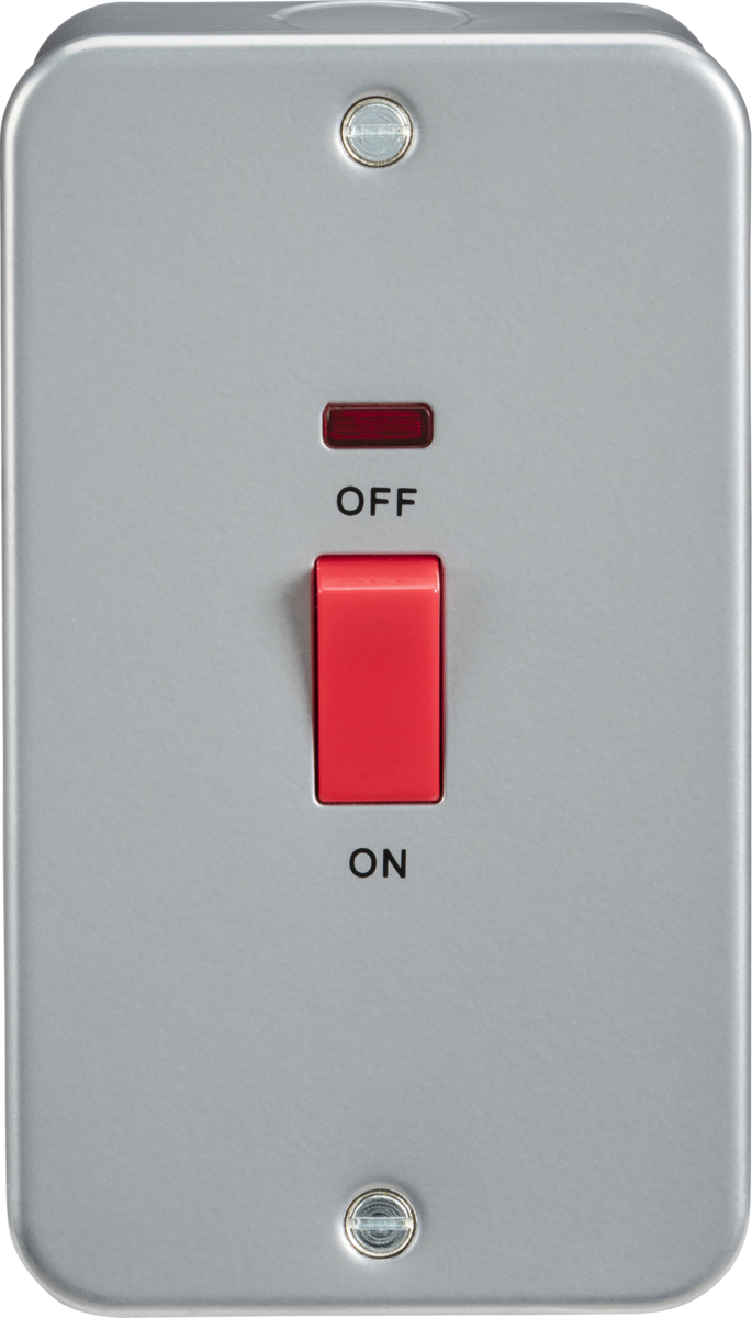 Metal Clad 45A DP Switch with Neon - Large Plate by Knightsbridge
