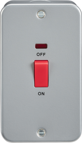 Metal Clad 45A DP Switch with Neon - Large Plate by Knightsbridge