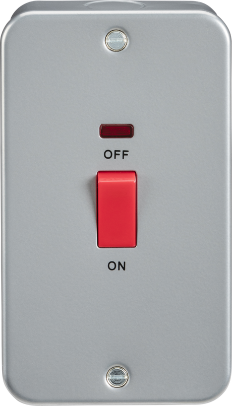 Metal Clad 45A DP Switch with Neon - Large Plate by Knightsbridge