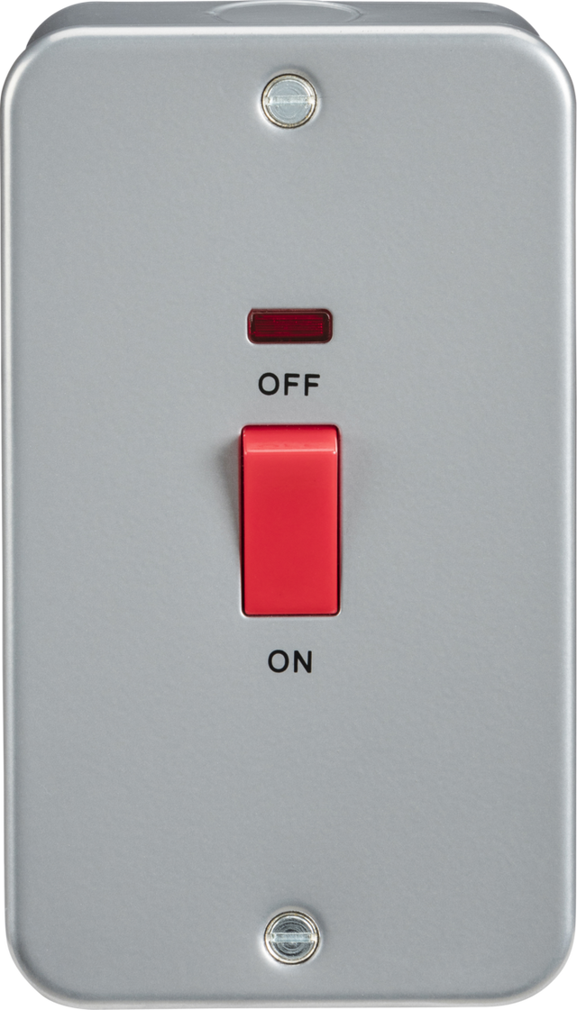 Metal Clad 45A DP Switch with Neon - Large Plate by Knightsbridge