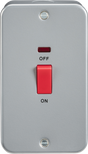Metal Clad 45A DP Switch with Neon - Large Plate by Knightsbridge