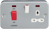 Metal Clad 2G 45A DP Cooker Switch and 13A Switched Socket with Neons
