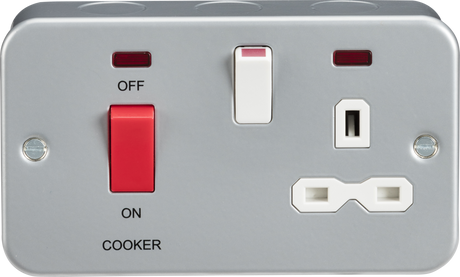 Metal Clad 2G 45A DP Cooker Switch and 13A Switched Socket with Neons