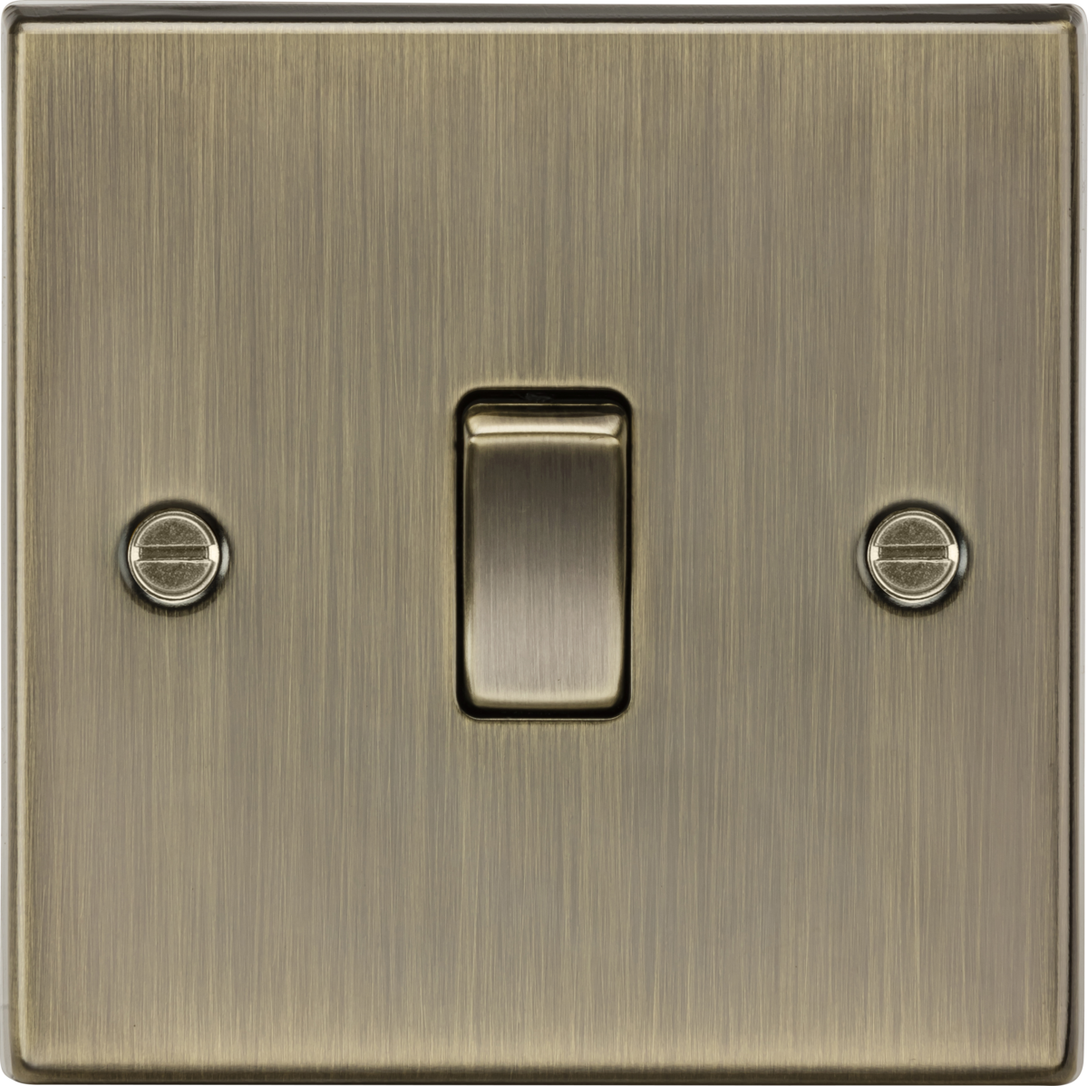 10AX 1G DP Switch - Antique Brass with Square Edge Design