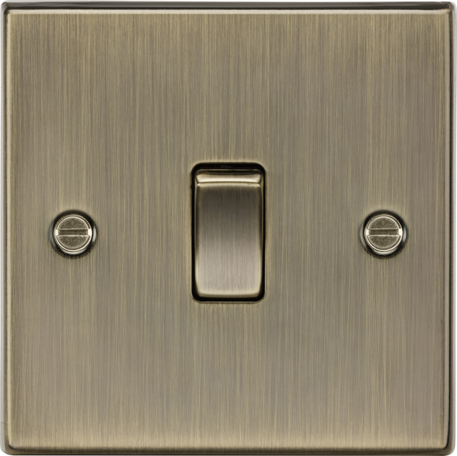 10AX 1G DP Switch - Antique Brass with Square Edge Design