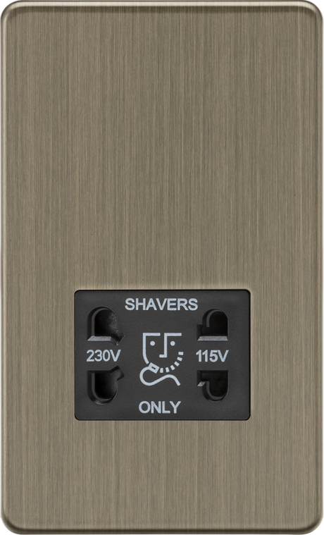 115V/230V Dual Voltage Shaver Socket - Antique Brass