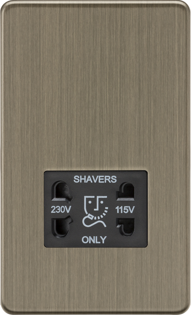 115V/230V Dual Voltage Shaver Socket - Antique Brass