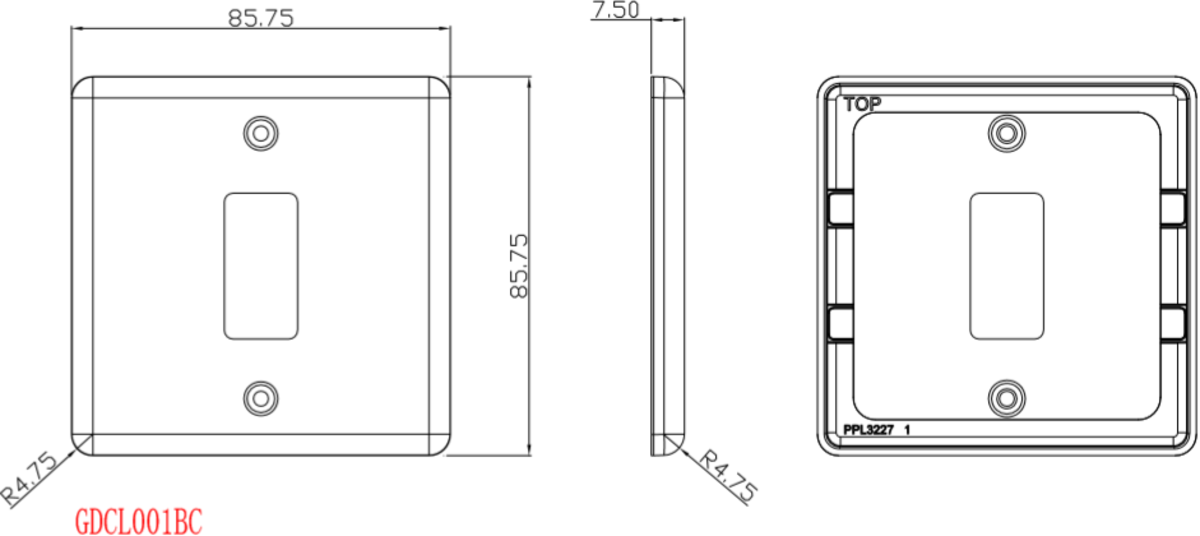 Knightsbridge 1G Grid Faceplate Alternative View