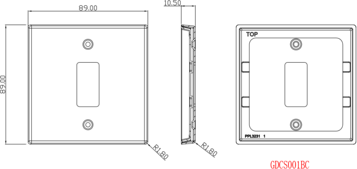 Knightsbridge Square Edge Brushed Chrome Grid Faceplate